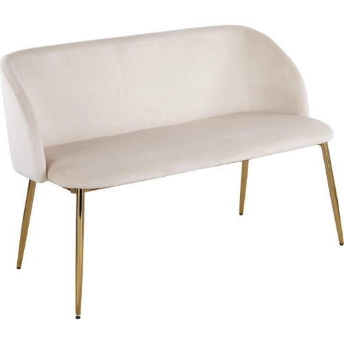 Fran Bench in Cream Velvet & Gold Steel